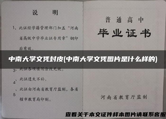 中南大学文凭封皮(中南大学文凭图片是什么样的)