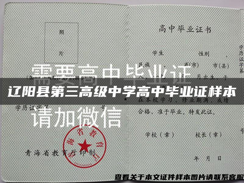 辽阳县第三高级中学高中毕业证样本