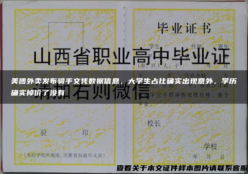 美团外卖发布骑手文凭数据信息，大学生占比确实出现意外，学历确实掉价了没有