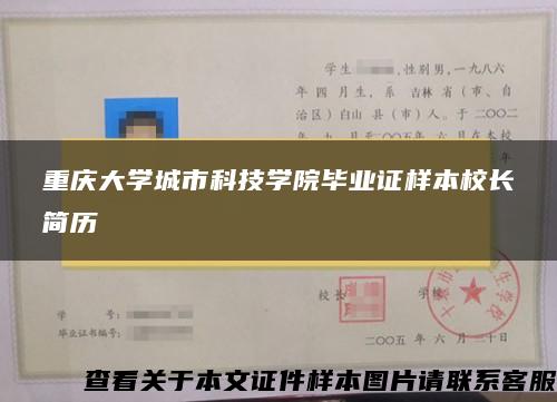 重庆大学城市科技学院毕业证样本校长简历