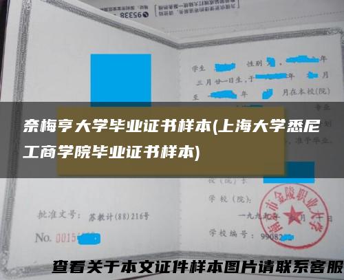 奈梅亨大学毕业证书样本(上海大学悉尼工商学院毕业证书样本)