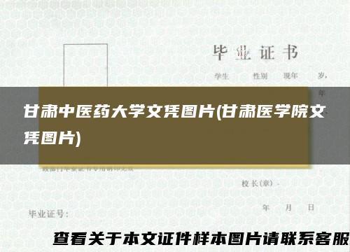 甘肃中医药大学文凭图片(甘肃医学院文凭图片)