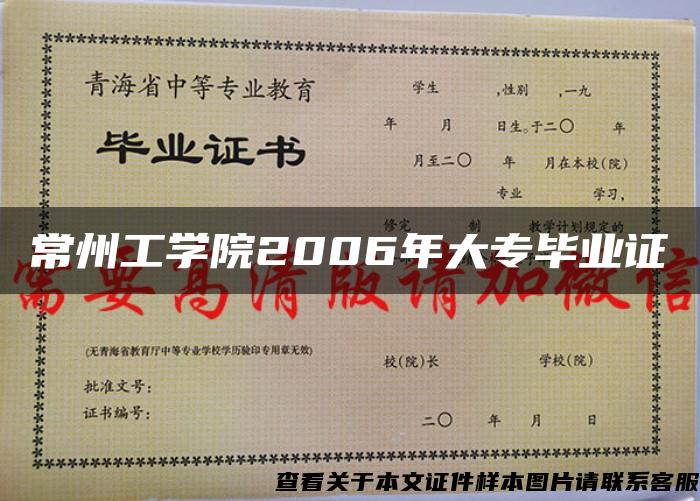 常州工学院2006年大专毕业证