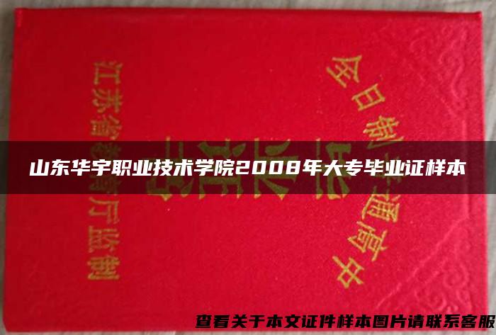 山东华宇职业技术学院2008年大专毕业证样本