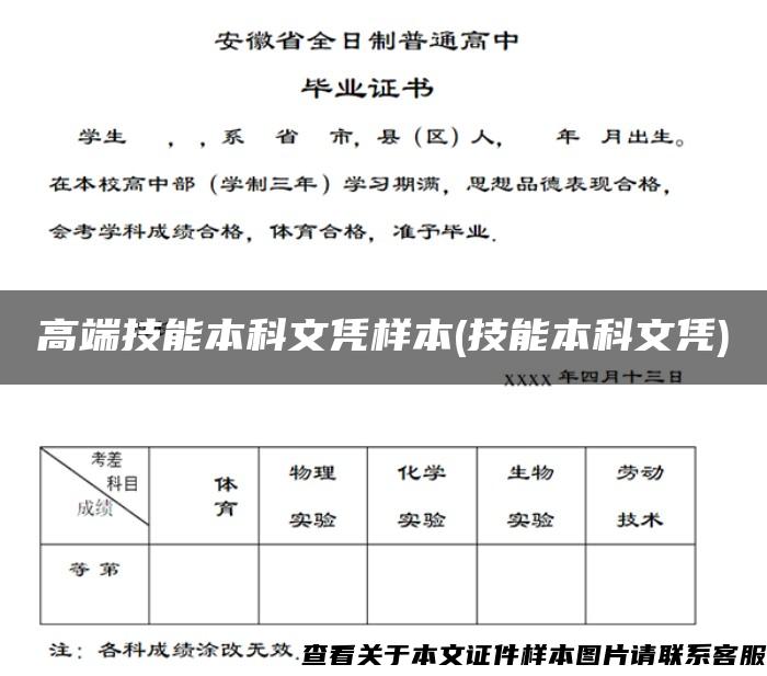 高端技能本科文凭样本(技能本科文凭)