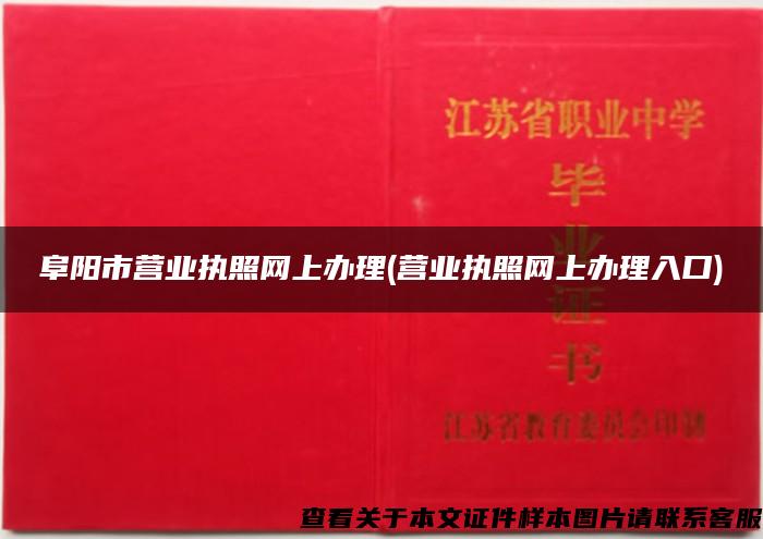 阜阳市营业执照网上办理(营业执照网上办理入口)