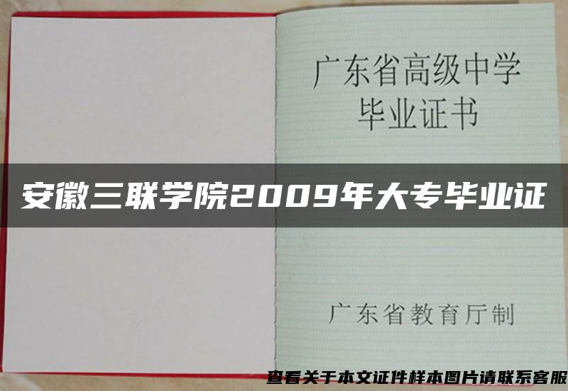 安徽三联学院2009年大专毕业证