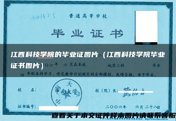 江西科技学院的毕业证图片（江西科技学院毕业证书图片）