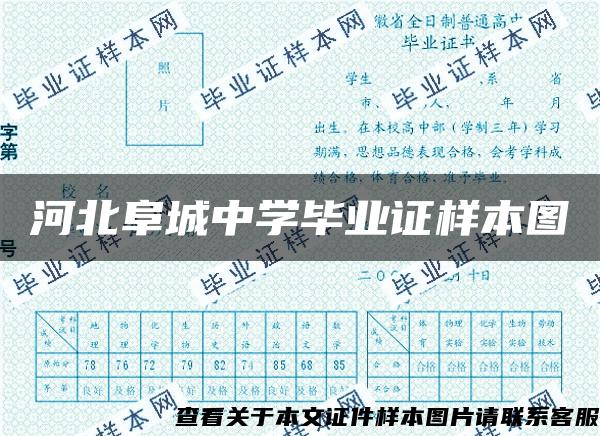 河北阜城中学毕业证样本图