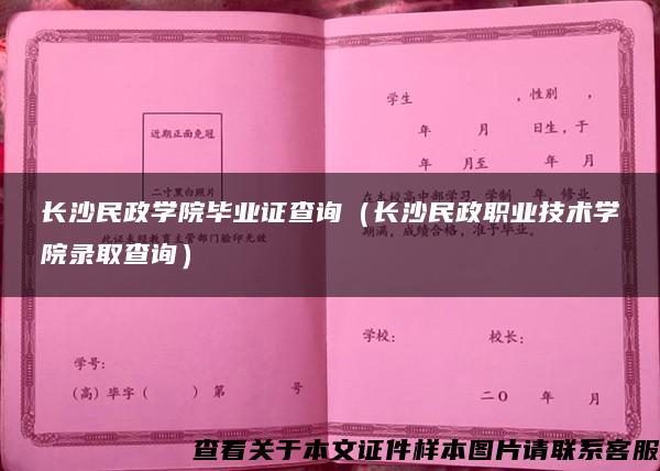 长沙民政学院毕业证查询（长沙民政职业技术学院录取查询）