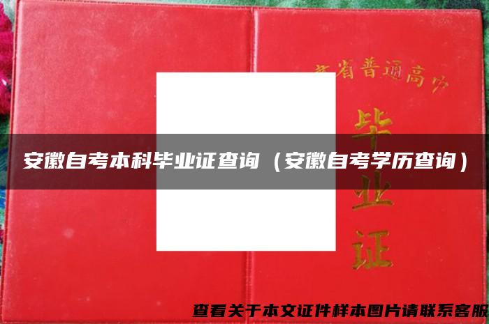 安徽自考本科毕业证查询（安徽自考学历查询）