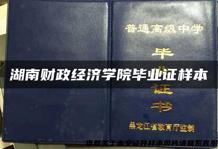 湖南财政经济学院毕业证样本