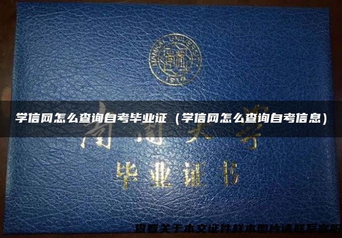 学信网怎么查询自考毕业证（学信网怎么查询自考信息）