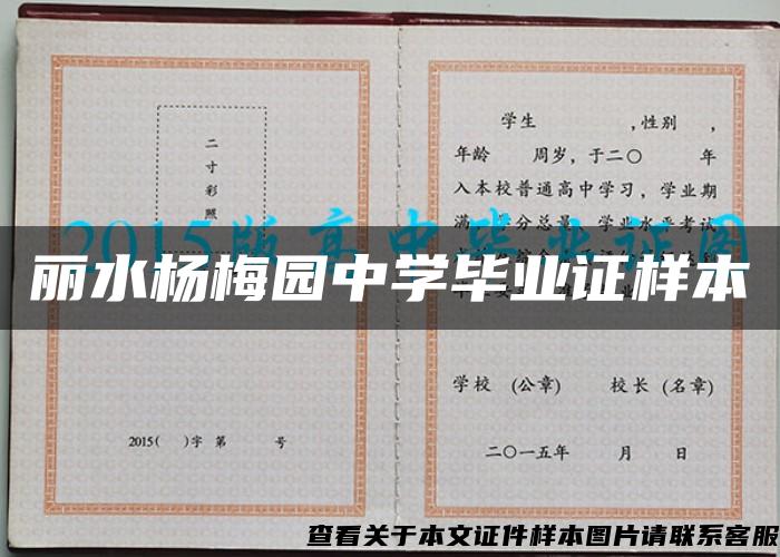 丽水杨梅园中学毕业证样本