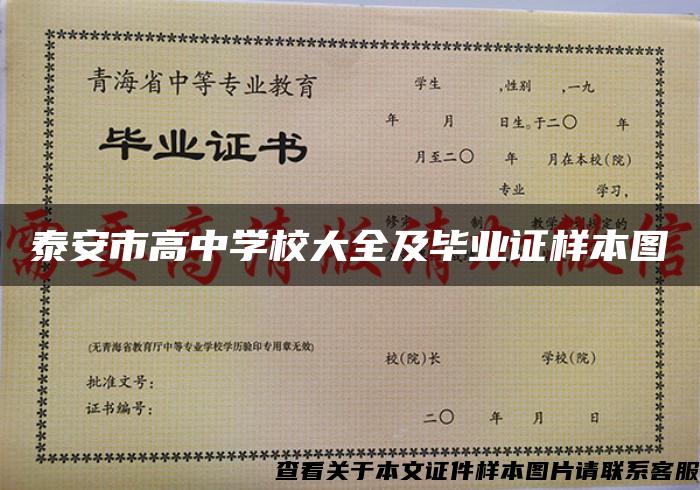 泰安市高中学校大全及毕业证样本图