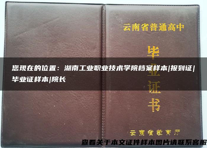 您现在的位置：湖南工业职业技术学院档案样本|报到证|毕业证样本|院长