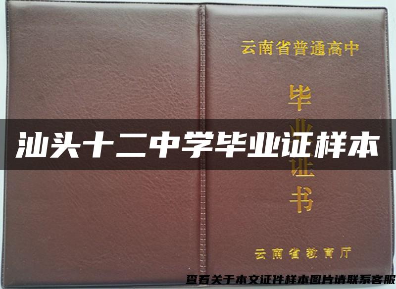 汕头十二中学毕业证样本