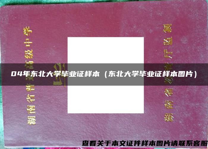 04年东北大学毕业证样本（东北大学毕业证样本图片）