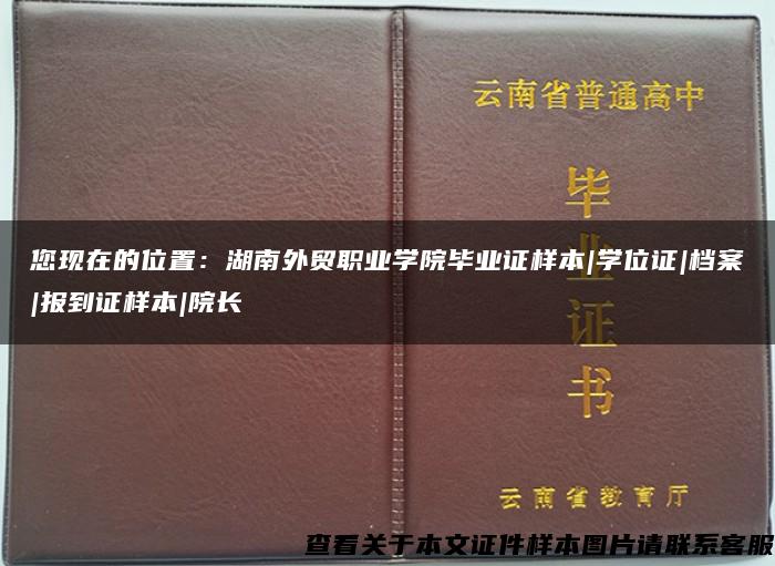 您现在的位置：湖南外贸职业学院毕业证样本|学位证|档案|报到证样本|院长