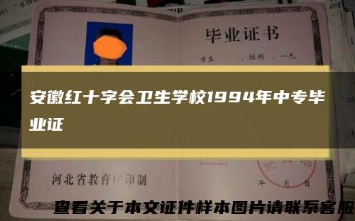 安徽红十字会卫生学校1994年中专毕业证