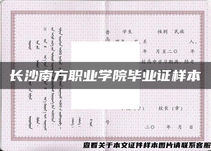 长沙南方职业学院毕业证样本