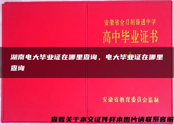 湖南电大毕业证在哪里查询，电大毕业证在哪里查询