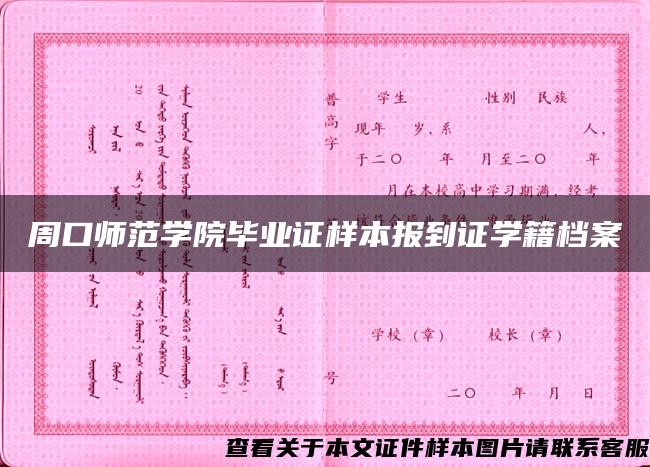 周口师范学院毕业证样本报到证学籍档案