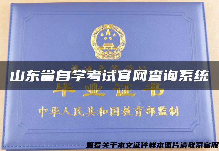 山东省自学考试官网查询系统