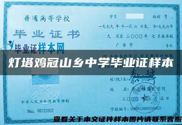 灯塔鸡冠山乡中学毕业证样本