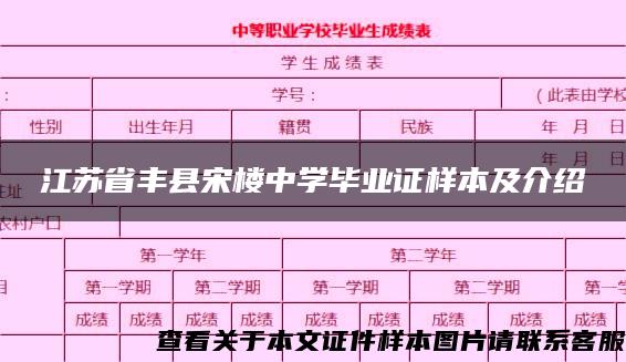 江苏省丰县宋楼中学毕业证样本及介绍