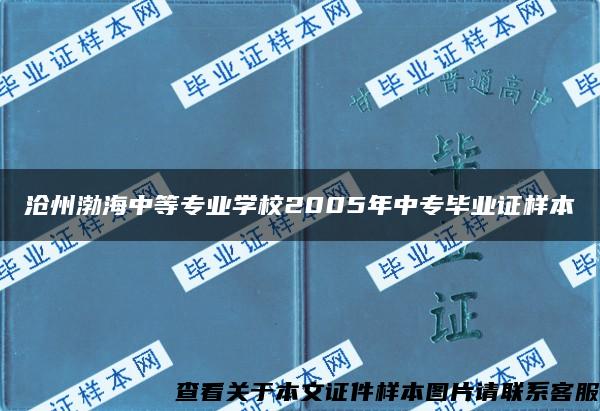 沧州渤海中等专业学校2005年中专毕业证样本