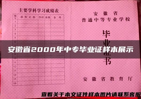 安徽省2000年中专毕业证样本展示