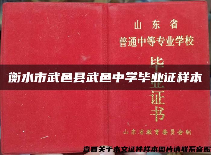 衡水市武邑县武邑中学毕业证样本