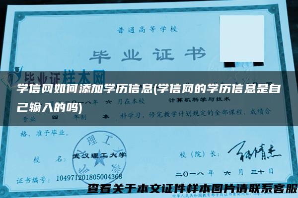 学信网如何添加学历信息(学信网的学历信息是自己输入的吗)