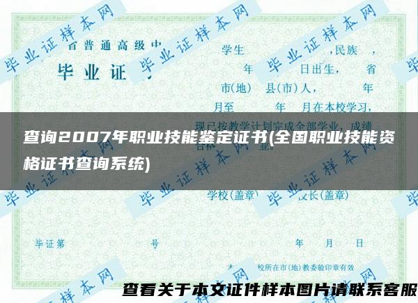 查询2007年职业技能鉴定证书(全国职业技能资格证书查询系统)