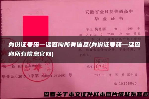 身份证号码一键查询所有信息(身份证号码一键查询所有信息官网)