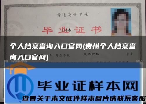 个人档案查询入口官网(贵州个人档案查询入口官网)