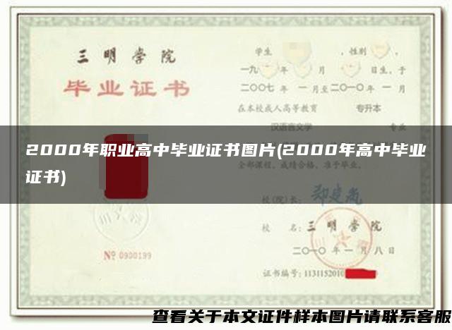 2000年职业高中毕业证书图片(2000年高中毕业证书)