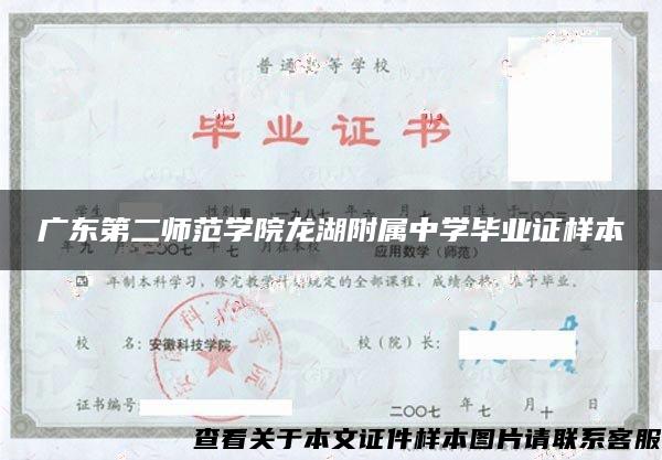 广东第二师范学院龙湖附属中学毕业证样本