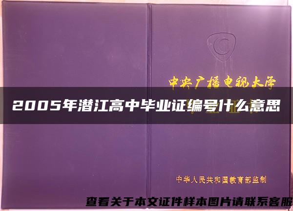 2005年潜江高中毕业证编号什么意思