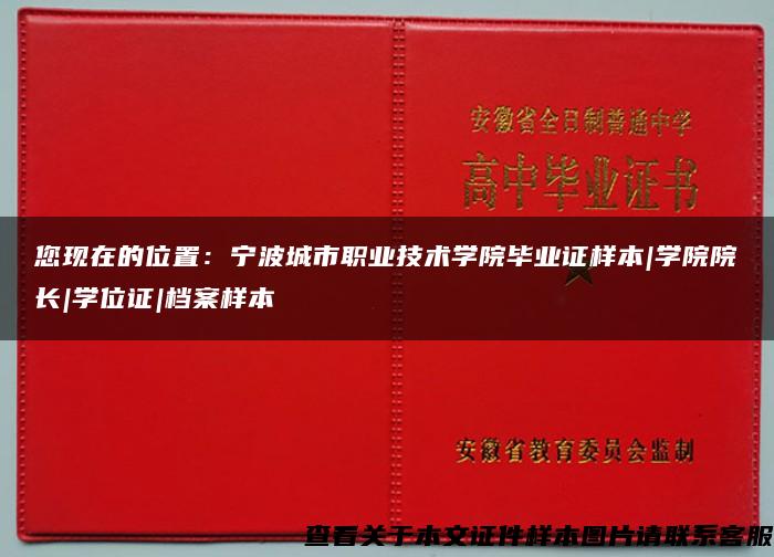 您现在的位置：宁波城市职业技术学院毕业证样本|学院院长|学位证|档案样本