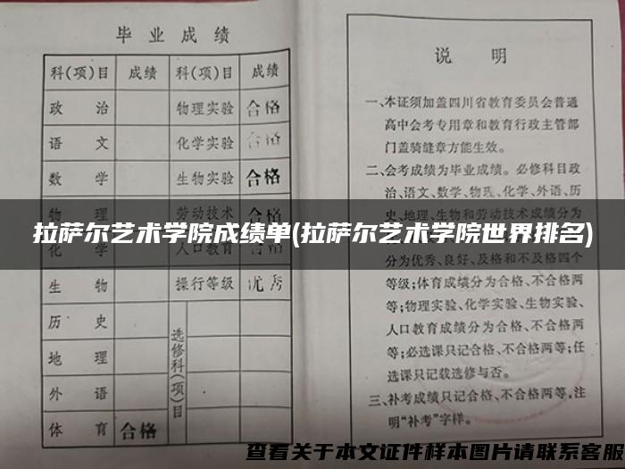 拉萨尔艺术学院成绩单(拉萨尔艺术学院世界排名)