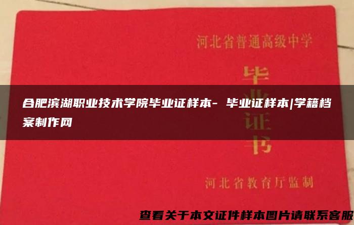 合肥滨湖职业技术学院毕业证样本- 毕业证样本|学籍档案制作网