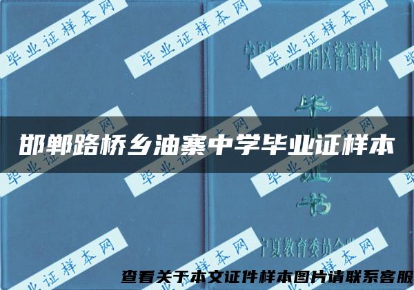 邯郸路桥乡油寨中学毕业证样本