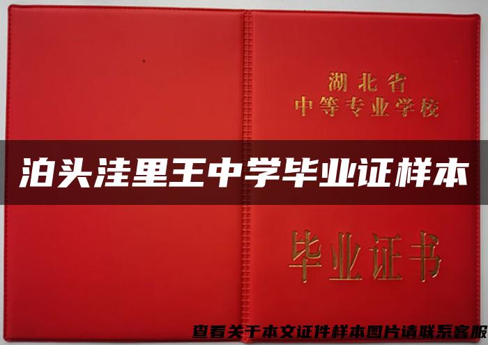 泊头洼里王中学毕业证样本