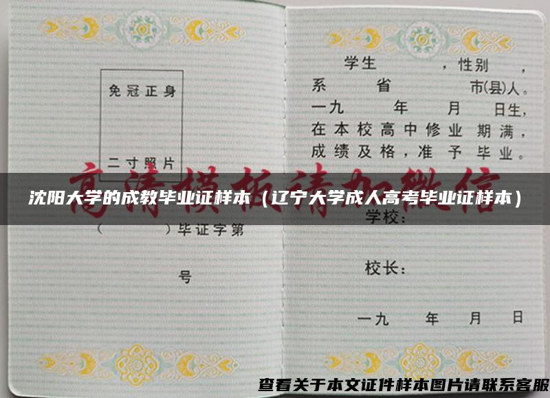 沈阳大学的成教毕业证样本（辽宁大学成人高考毕业证样本）