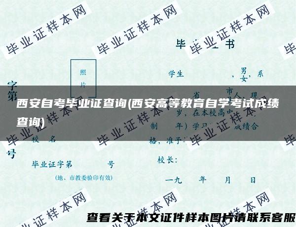 西安自考毕业证查询(西安高等教育自学考试成绩查询)