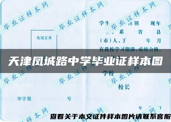 天津凤城路中学毕业证样本图