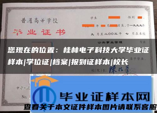 您现在的位置：桂林电子科技大学毕业证样本|学位证|档案|报到证样本|校长