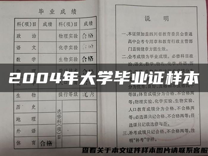 2004年大学毕业证样本